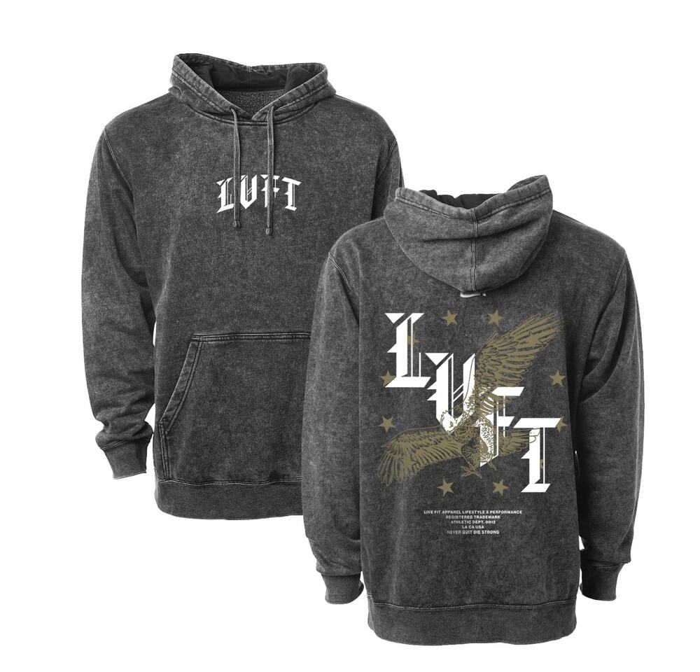 Live Fit Apparel Honor Hoodie Vintage Black Unisex Large New LVFT Never Quit